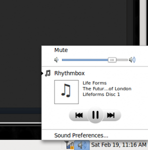 Linux Mint 10 sound properties applet.