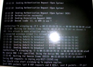 Aircrack session working on a WPA2 network.