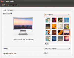 Ubuntu 12.10 wallpapers selection. And setting launcher icon size.
