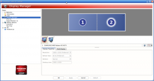 Setting up dual monitors with the Catalyst display manager.