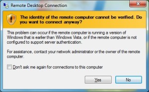 Windows Remote Desktop message.