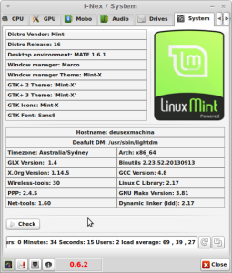 Screenshot I-Nex System information.