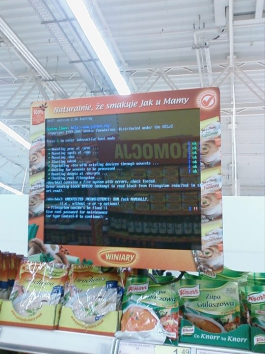 LInux filesystem error in a supermarket.