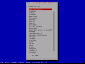 Debian 8 netinstall language selection.