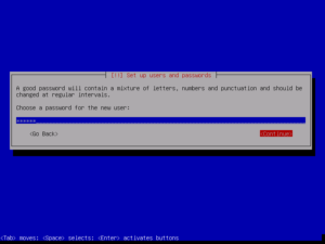 Debian 8 netinstall. Setting a user password.