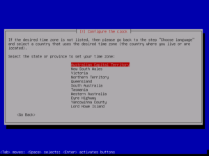 Debian 8 netinstall. Select your timezone.