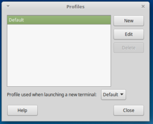 Linux Mint terminal profiles.