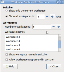 MATE desktop workspace switcher preferences.