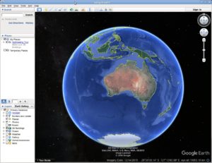 Google Earth running on Ubuntu.