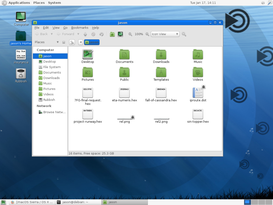 OSX Capitan theme on a Debian desktop.