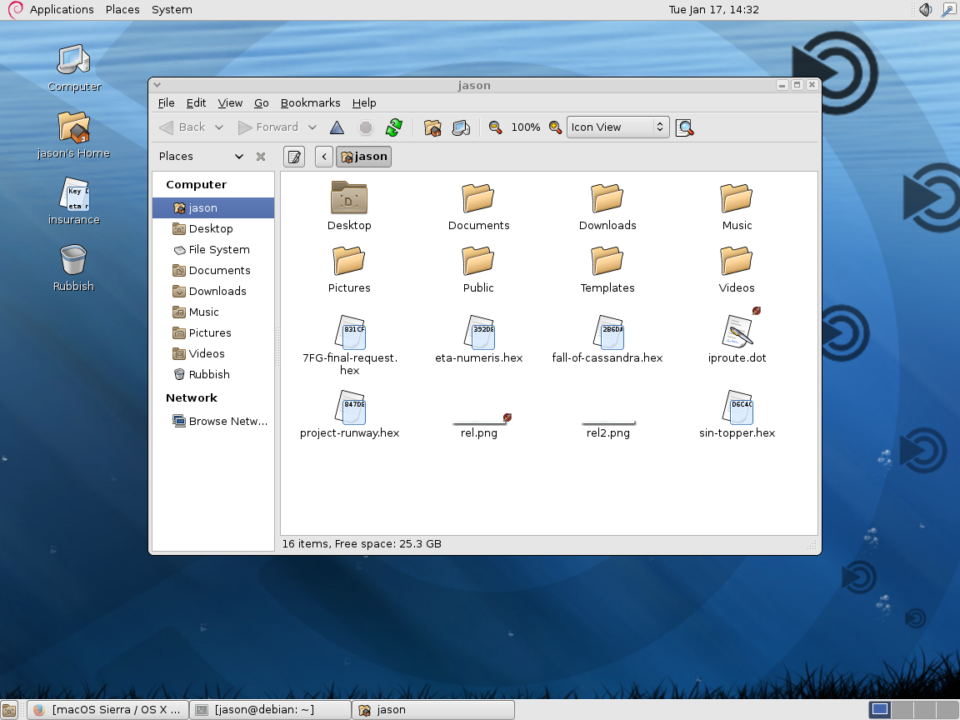 Bluecurve theme on a Debian MATE desktop.