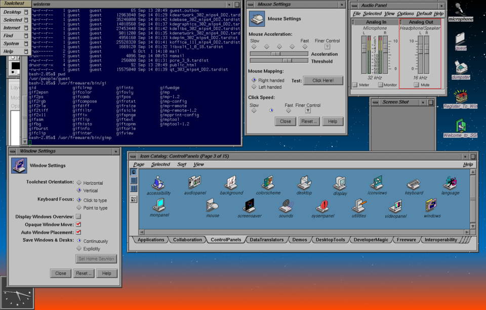 SGI IRIX desktop Operating System.