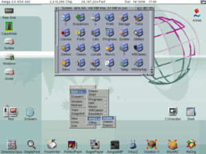 Amiga OS desktop.