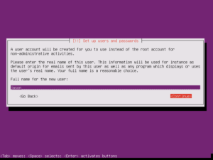 Setting a username for our new Ubuntu installation.