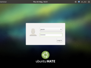 Ubuntu login screen.