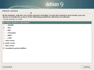 Choosing a desktop environment and software for Debian.