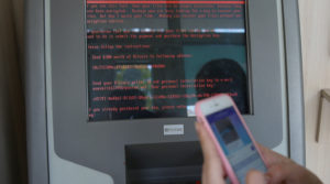 Petya malware infecting an ATM machine.