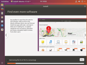 Installing Ubuntu 17.10 in VMWare.