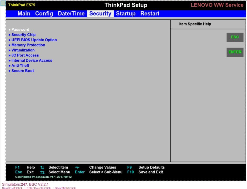 Screenshot of the BIOS simulator in action.
