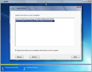 Select the SCSI driver to enable the HDD to be detected by Windows.