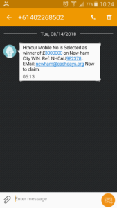 Mobile number scam, you are a winner!