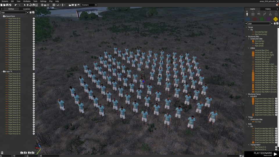 Spawning multiple civilians in the Arma 3 editor with debug console.