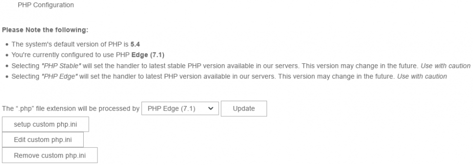 Updating the PHP version in Cpanel.
