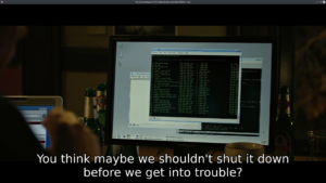 KDE desktop and Konsole terminal in The Social Network movie.