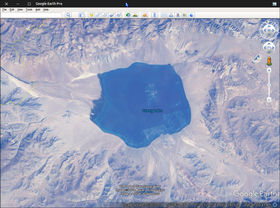 Google Earth running on Linux.