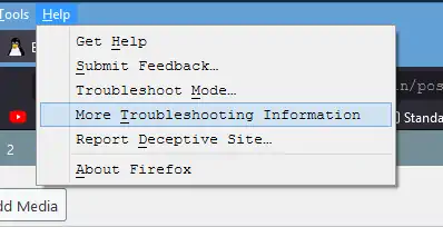 Click this to access the troubleshooting page in Firefox.