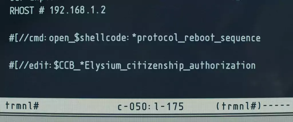 Nice usage of the command line in the movie Elysium.