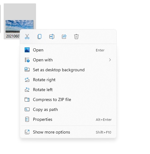 Windows 11 file context menu.