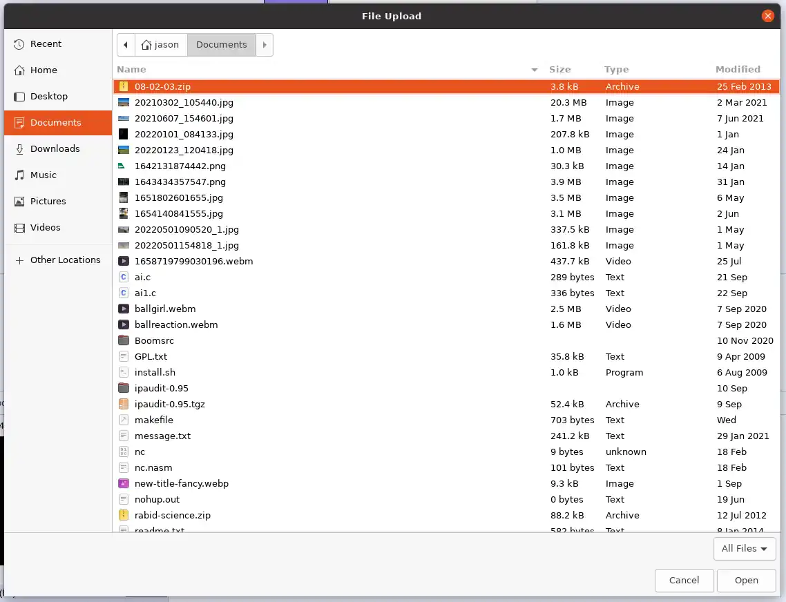 Current Gnome Shell file picker dialog.