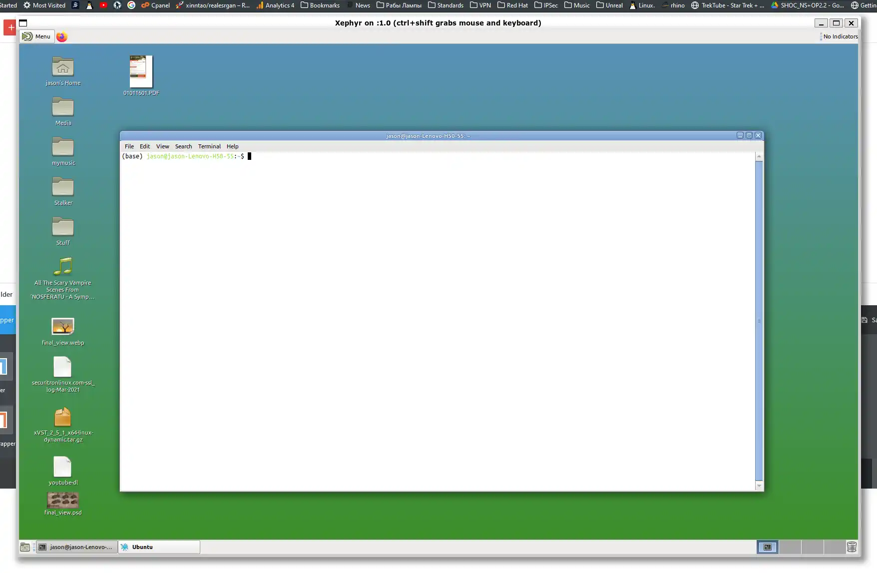 Linux MATE desktop running in Xephyr.