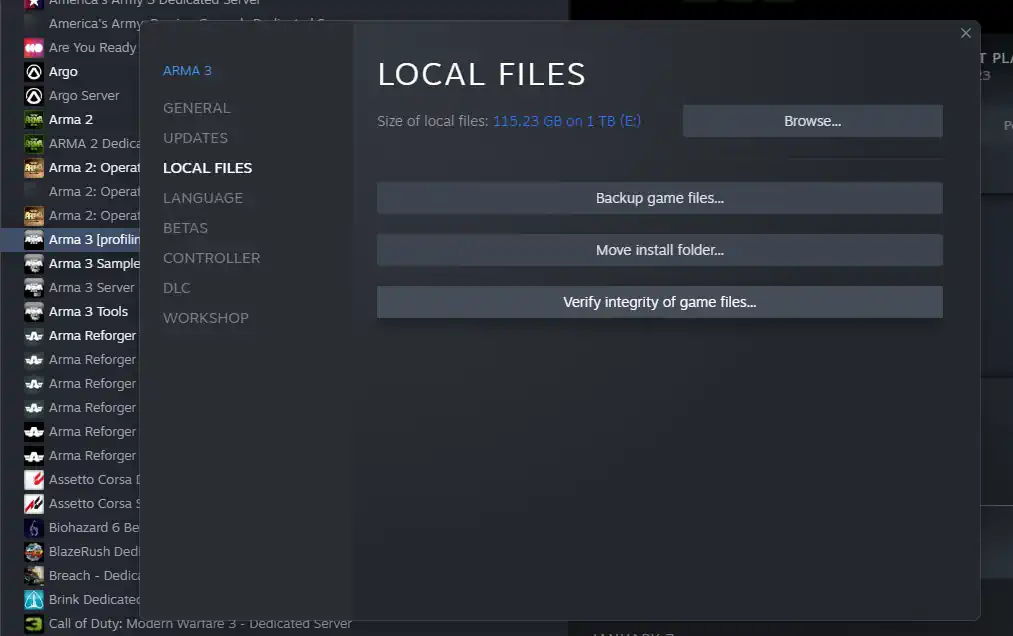 Verify game files using this useful option.