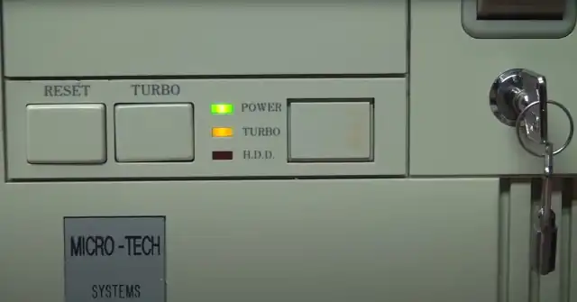Turbo button on a very old 486 computer.