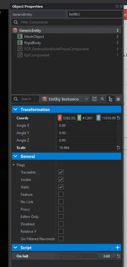Naming an entity in the Reforger World Editor.