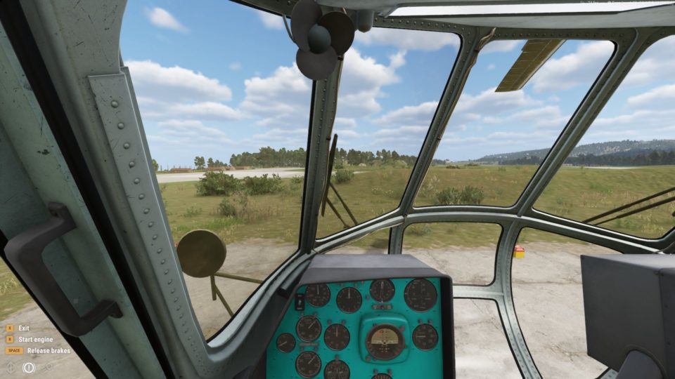 Starting a helicopter in Arma Reforger.