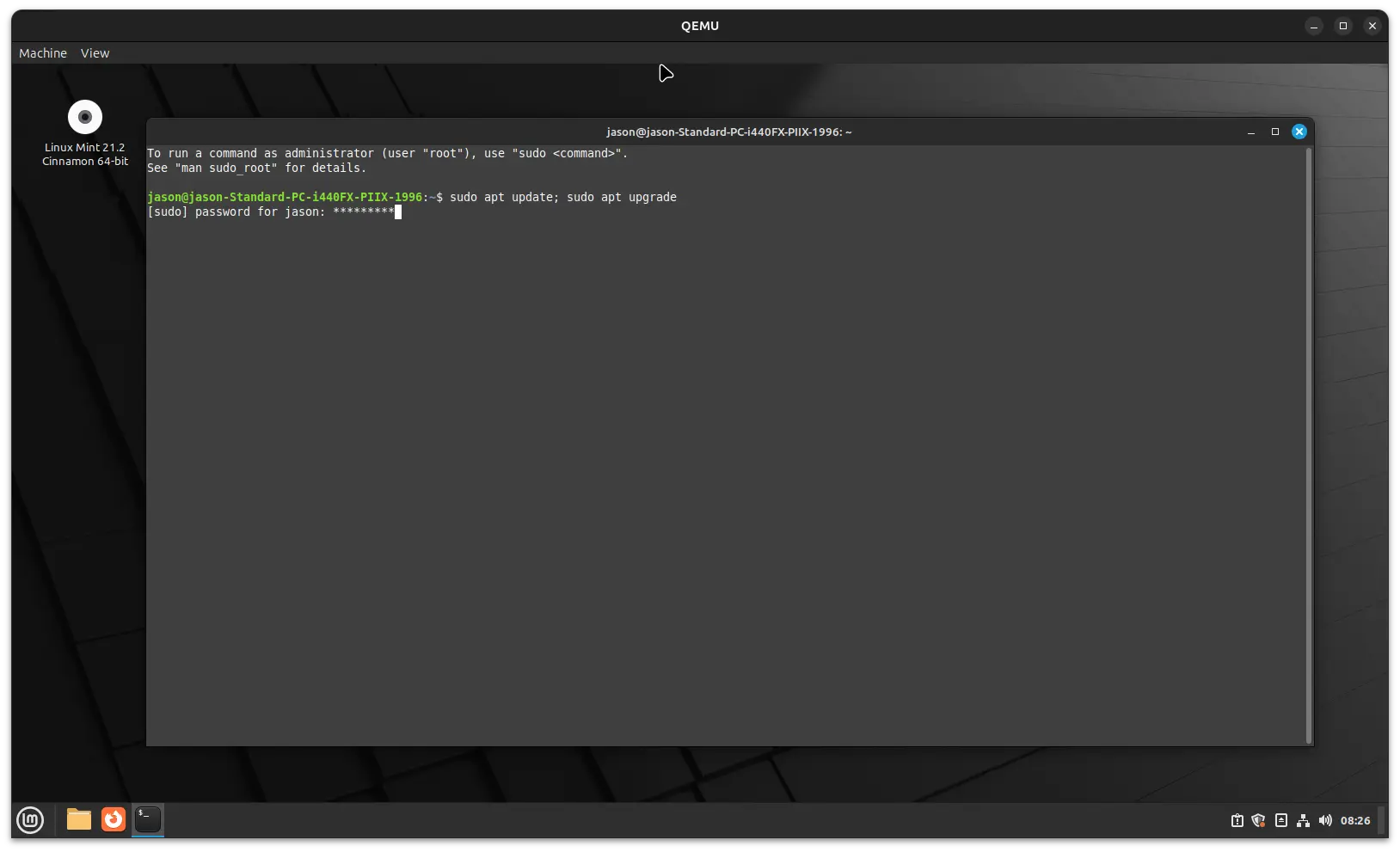 Installing updates on Linux Mint Cinnamon.