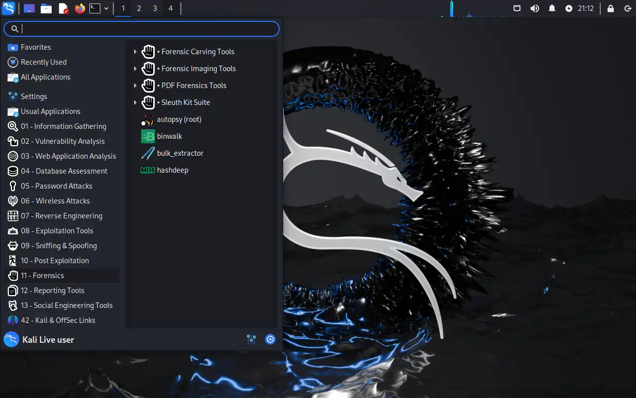Kali Linux 2024 desktop theme.