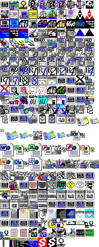 All old Windows icons in one collage.