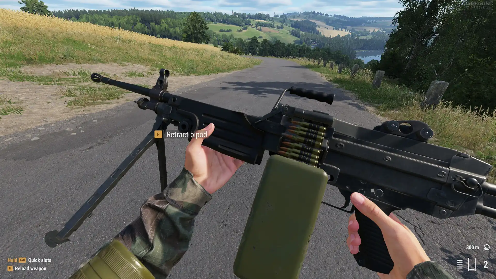 Extend the bipod in Arma Reforger easily.